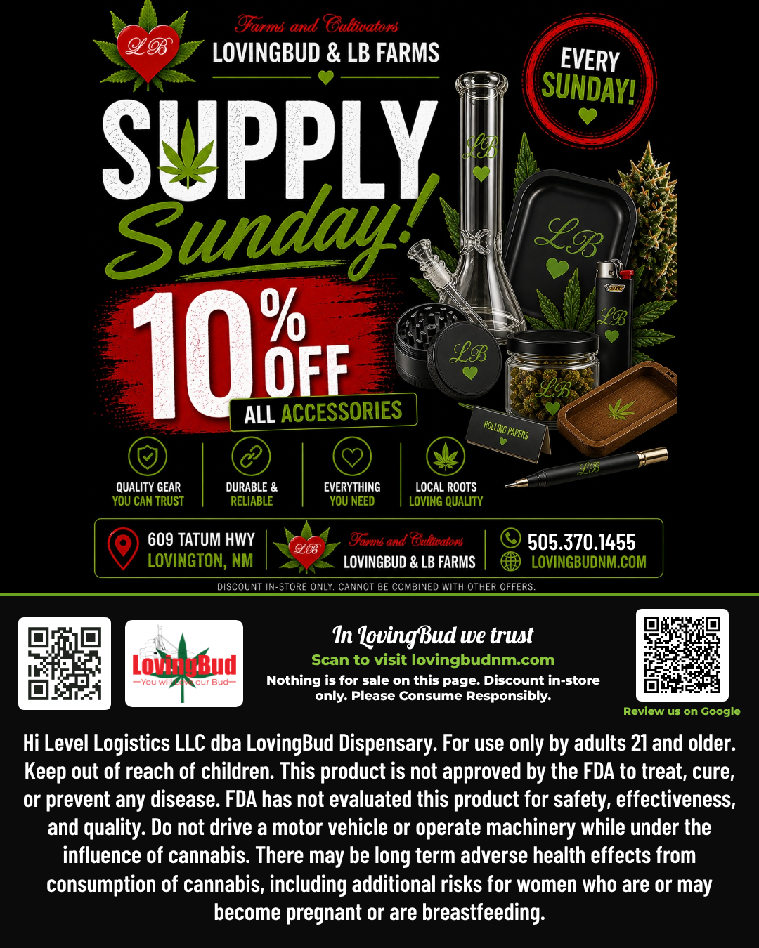 Supply Sunday at LovingBud, 10% off all accessories in store every Sunday