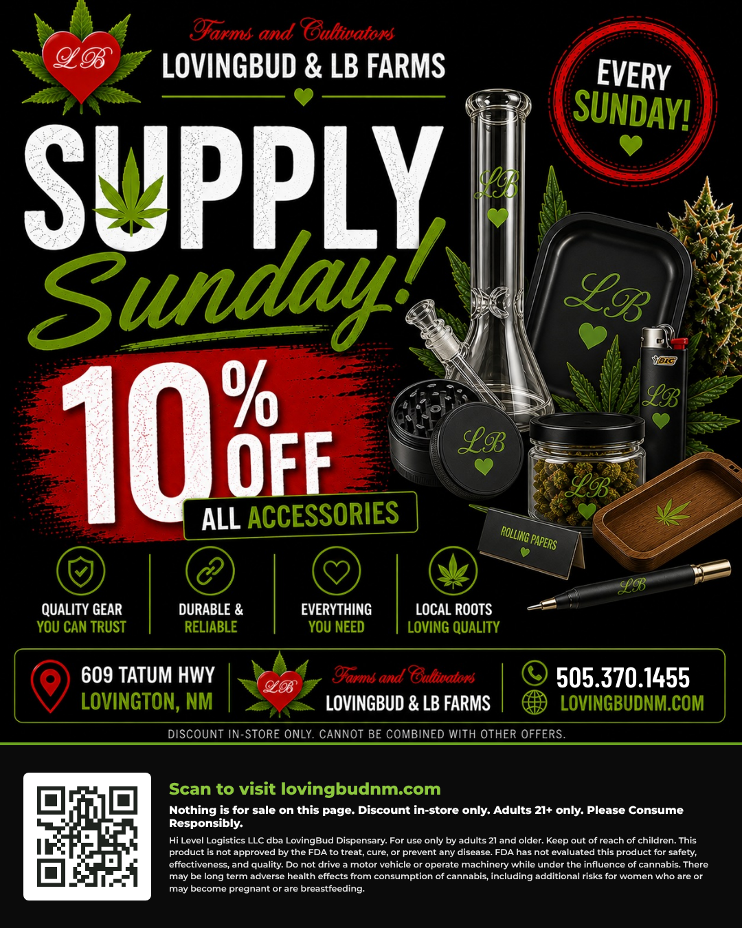 Supply Sunday at LovingBud, 10% off all accessories in store every Sunday